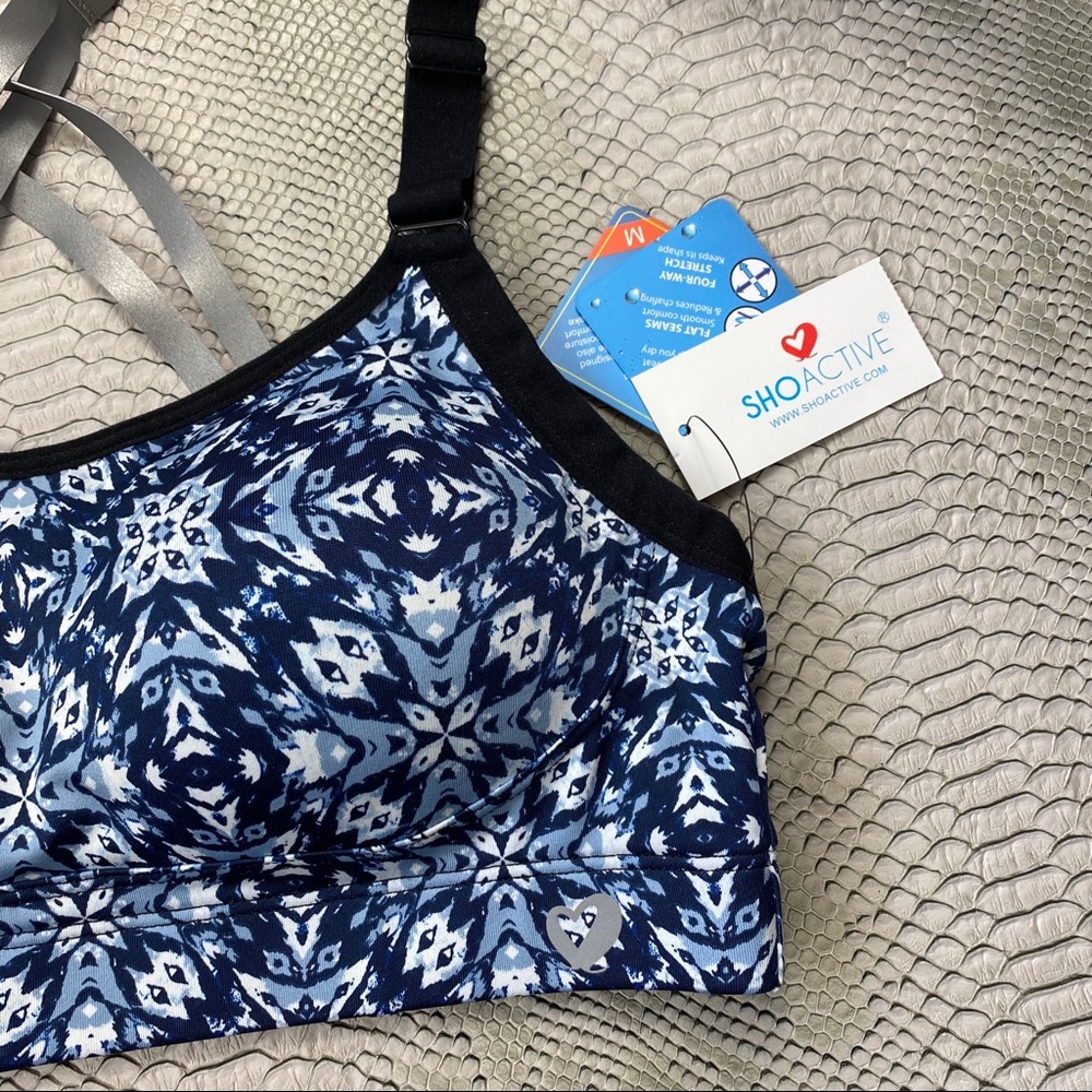 4FOR30 Sexy blue bohemian strappy back workout sports bra - Picture 3 of 7